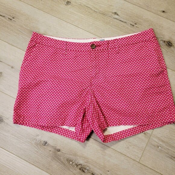 Womens Old Navy Pink Yellow Flowers Chino Casual Size 12 Short Shorts - Picture 1 of 4